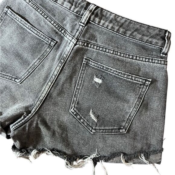 PacSun mom shorts distressed jean black wash denim size 25 - Picture 4 of 13